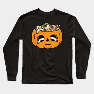 Kawaii Japanese Anime Pumpkin Ramen for Halloween and Ramen Lovers Long Sleeve T-Shirt